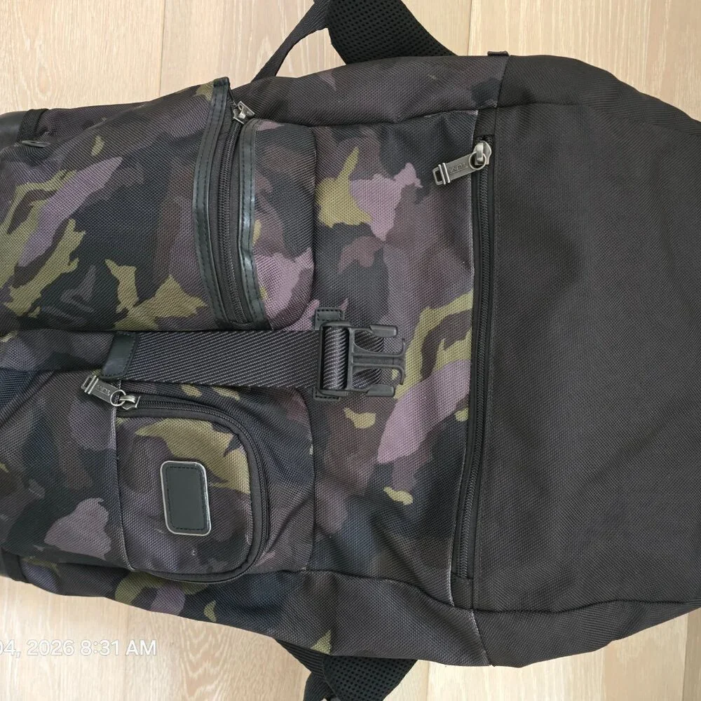 Rare Tumi Cypress Roll-Top Backpack in Avocado Camo, 35L Capacity